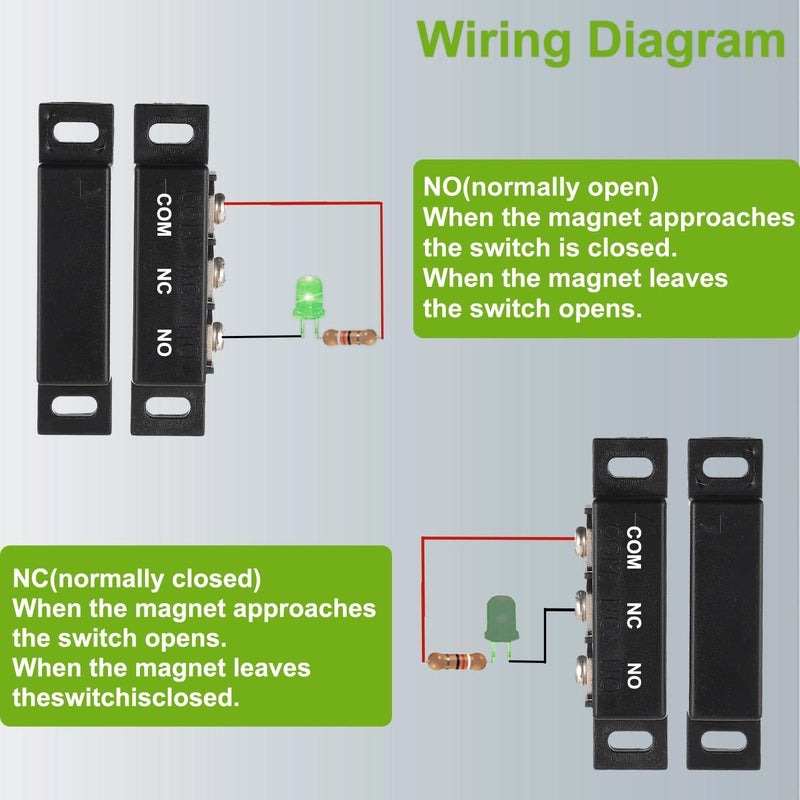 EPLZON Magnetic Reed Switch Normally Open and Normally Closed NC NO Magnetic Proximity Switch for Door Alarm, Window Safety, DC 5V 12V 24V Light GPS Other Equipment Reed Switch (Black, Pack of 2pcs) - Image 4